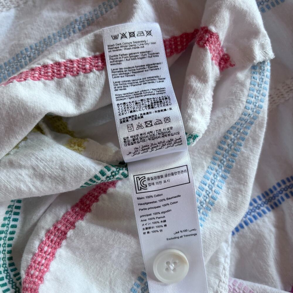 Joules Abby Multicolor Stripe Cotton Summer Midi Dress‎ Button Front US 8 - Picture 7 of 9
